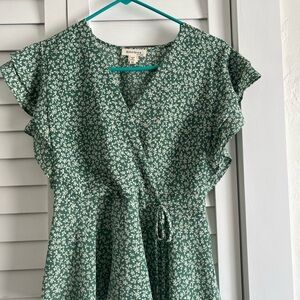 Monteau Green Floral Blouse